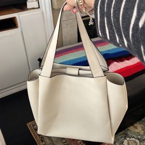 Cream color leather hobo purse